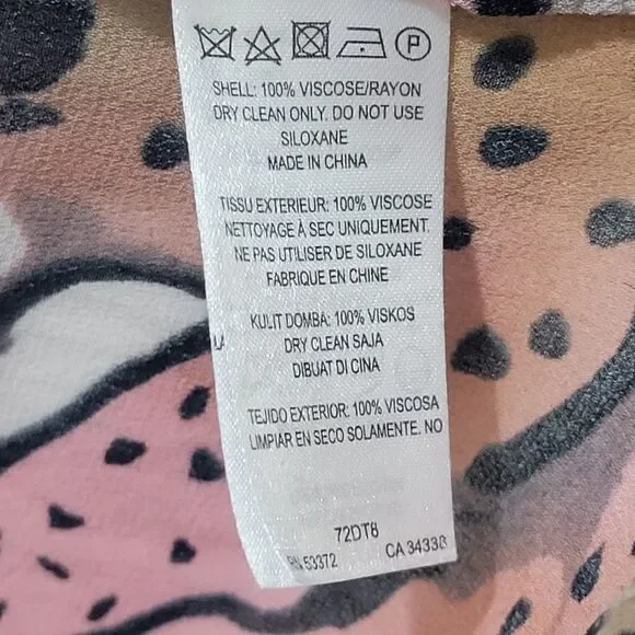 French Connection Sheer Abstract Pattern Blouse with 3/4 Sleeves - Picture 6 of 11